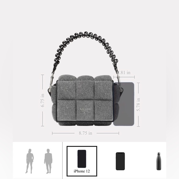 Kate Spade Boxxy Metallic Crossbody Gunmetal Silver NWT MSRP $528 - Picture 9 of 16